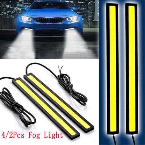 4/2Pcs 17CM Universal Car COB LED Strip Car Running Fog Lamp Driving Strip Light Waterproof 10-16V Flexible Led Strip Accessorie