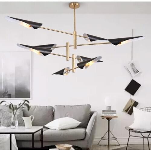 Modern Salon Chandelier Lighting For Living Room 4/6/8 Heads Metal Lampshade Chandelier Black/white Kitchen Luminaire Led Luster