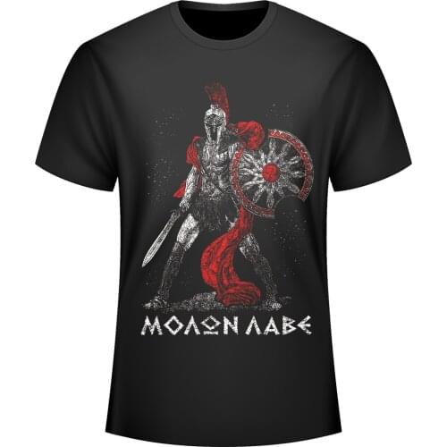 Fashion Design Sparta Warrior Molon Labe T-Shirt. Summer Cotton Short Sleeve O-Neck Mens T Shirt New S-3XL