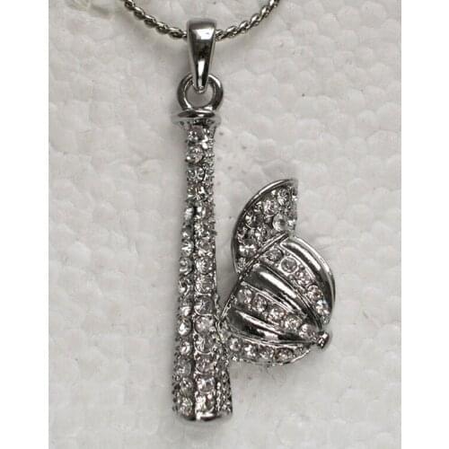 Fashion Clear Rhinestone Hat Baseball Pendant Necklace Chain jewelry F181 A