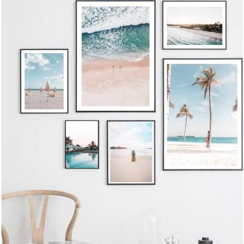 Sea Beach Pineapple Palm Tree Umbrella Wall Art Canvas Painting Nordic Posters And Prints Wall Pictures For Living Room Decor