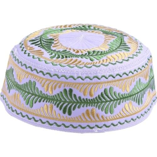 2021 New Islamic Muslim Kid Hat Boy Pray Embroidery Round Cap Saudi Arabian Prayer Beanie