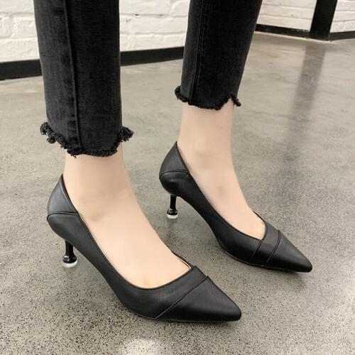 Charm Pumps Ladies Single Shoes Fall New Sexy Wild High Heels Pointed Thin Heels Womens Shoes Black Work Shoes Red Shoes U14-79