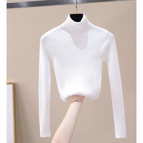 Autumn Winter Women turtleneck Tight stretch pull thin sweaters knitwear pullover korean femme clothes Warm Casual clothing