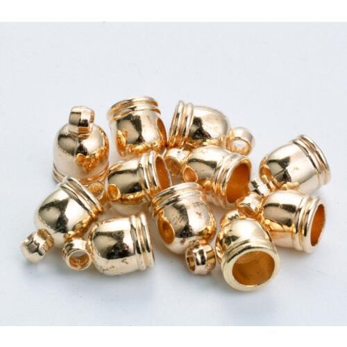 50pcs/lot Hole Size 6 8 10 mm Gold/Rhodium/Gunmetal Plated Plastic CCB End Caps Crimp Beads Covers for DIY Bracelet Jewelry