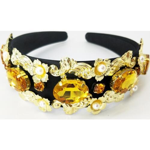 Gold Hair Accessories Wedding Bridal Women big Pearl Tiaras And Crowns Rhinestone Handmade multifunctional Headbands Hair Jewelr