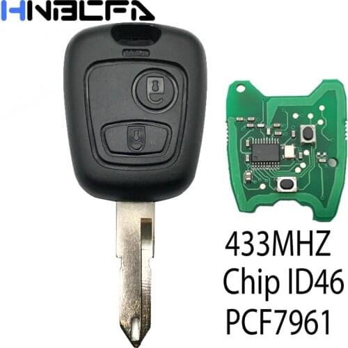 2 Button Remote Key Fob Controller For PEUGEOT 206 Car Key PCF7961 With Transponder NE73 Blade ID46 433MHZ Chip