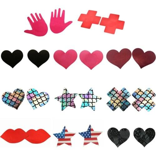 Sexy Women Sequin Nipple Covers Heart Shape Nipple Stickers Pasties Sex Product Chest Stickers 2 /5Pair