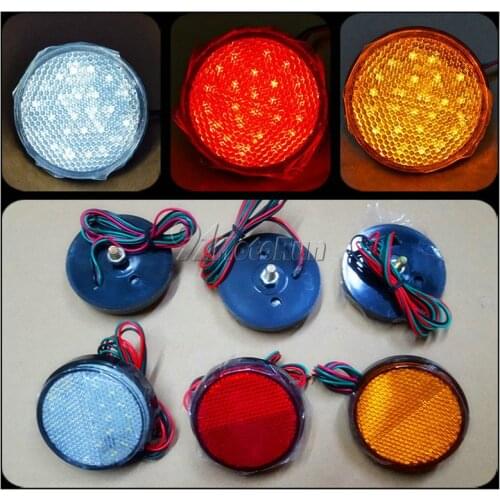 2pcs LED Reflectors Round Marker Light Brake light for motorcycle/Tail turn Side Marker Truck Trailer ATV New