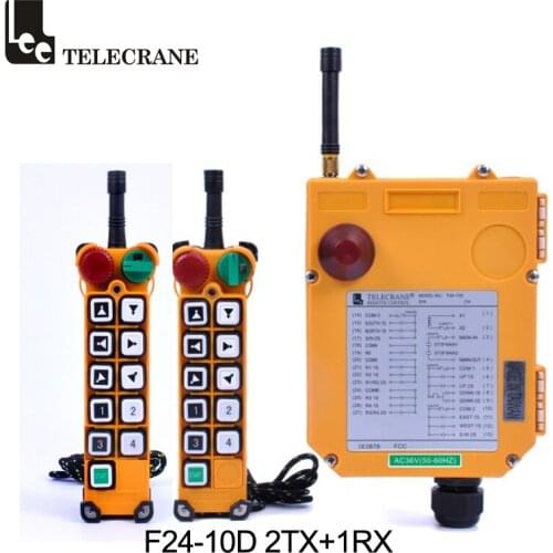 Telecrane F24-10D Multi Operation System 5 Motions Two Speed Pushbutton Radio Remote Control With E Stop Key On/Off Switch