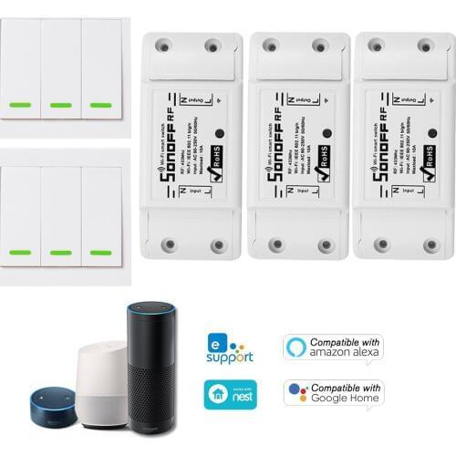 3PCS SONOFF RF Wifi Smart Switch RFWireless 433MHz For Alexa/Google Home with Timing Function for Android/IOS APP