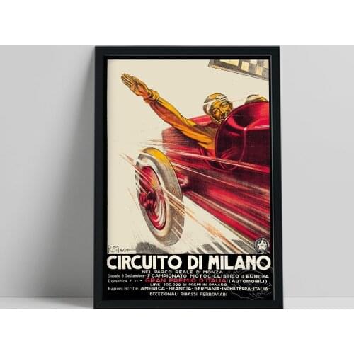 Vintage Italian Motor Racing Poster, High Speed Red Racing Car Canvas Painting, Racecar Fans Collection Art Prints Home Decor