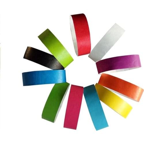 Waterproof Disposable Identification One Time Use Different Colors Tyvek Wrist Band For Events Paper Wristbands 100 Pieces
