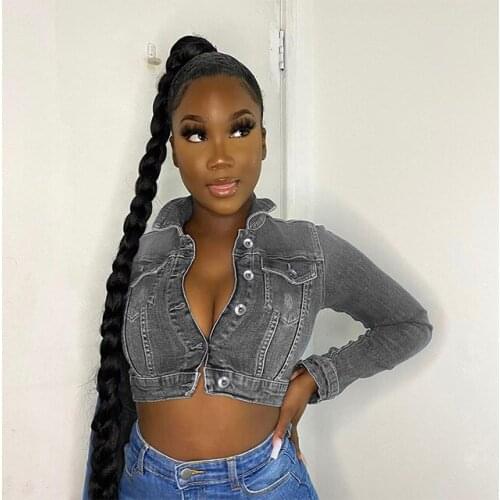 Ready to Ship Casual Fashion Long Sleeve Coat With Buttons Denim Jackets For Woman Ladys