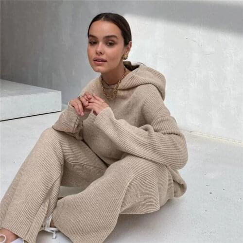 ARDLTME Women Elegant Solid Sets For Women Warm Hoodie Sweatshirts And Long Pant Fashion Two Piece Sets Ladies