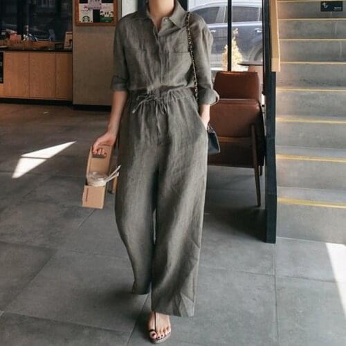 Xia Qiuzhuang Long Sleeve Cotton And Hemp Lin Tai Pants Woman Nine Part Wide Leg Lin Tai Clothes Flax Pants