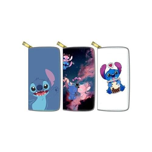 Disney Stitch lady coin bag Pu princess handbag long zipper wallet cartoon card holder