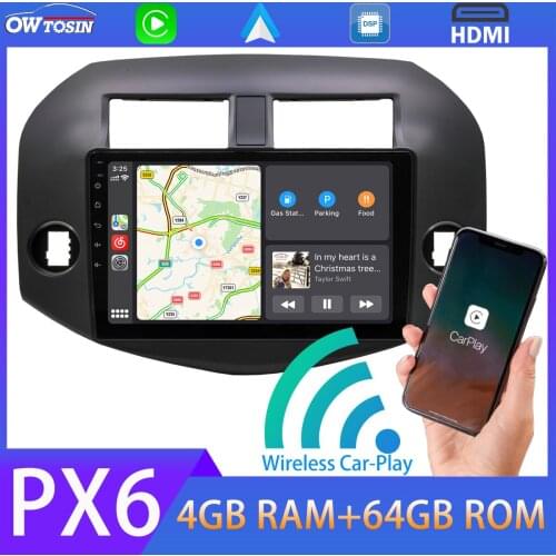 10.1'' PX6 4+64G Car DVD Multimedia Radio Player For Toyota RAV4 RAV 4 2006-2012 Wireless Carplay TDA7850 Auto Stereo Android 10