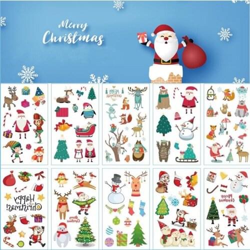 10pcs Christmas St Patricks Day Carnival Kids Temporary Tatoo Sticker Waterproof Fake Tattoo Children Hand Foot Tattoos Festival