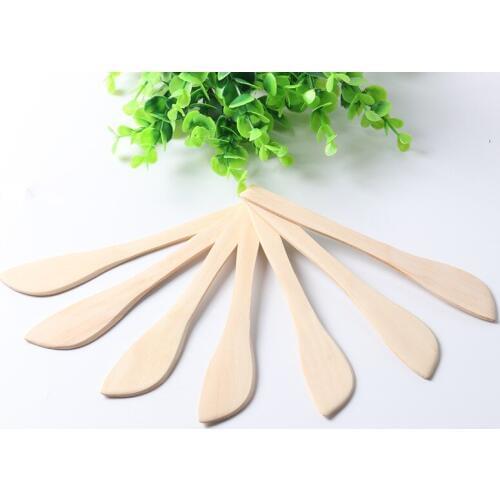 1000Pcs/Lot Wood Tableware Mask Cream Cheese Guacamole Butter Knife Smudge Tool Wood Tableware