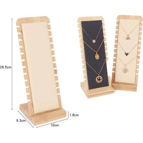 3/2 pcs Wood Necklace Display Stand Shelf Jewelry Chain Pendant Show Organizer Rack Velvet 12 Slot Storage Shelf