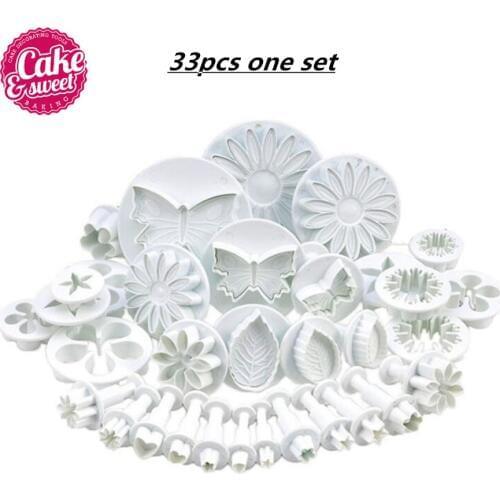 33pcs/set Fondant Plunger Cutters Cake Decorating Plunger Biscuit Cookies Cutters DIY Mold Cake Baking Tools