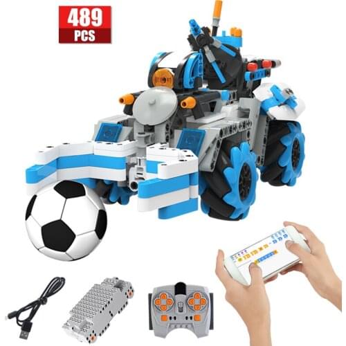 489PCS Creator High-tech APP Remote Control Vehicle Brick City Electric RC DIY Car Football Building Blocks Toy For Boy Birthday