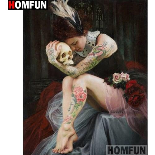 HOMFUN Full Square/Round Drill 5D DIY Diamond Painting "Shantou beauty" Embroidery Cross Stitch 5D Home Decor Gift A14403