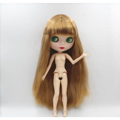 Blygirl,Blyth doll,Golden bangs straight hair, 19 joints, frosted face shell, 1/6 doll, can change body, DIY doll