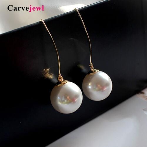 Carvejewl simulated big pearl earrings minimalist simple earline for women jewelry Korean bridal drop dangle earrings wholesale