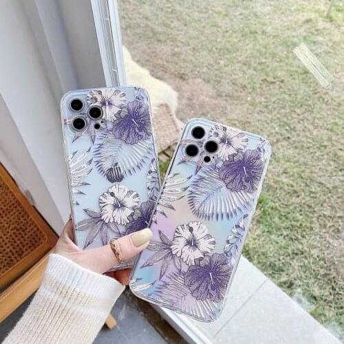 Retro flower laser bling Right angle soft silicon phone case for apple iphone 7 8 plus 11 Pro X XS XR MAX 12 MiNi SE back cover