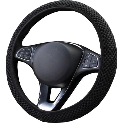 Car Steering Wheel Cover No Inner Ring 6 Colors Optional Ice Silk Elastic For 37-38 CM 14.5"-15" Anti-slip M Size Steering-wheel