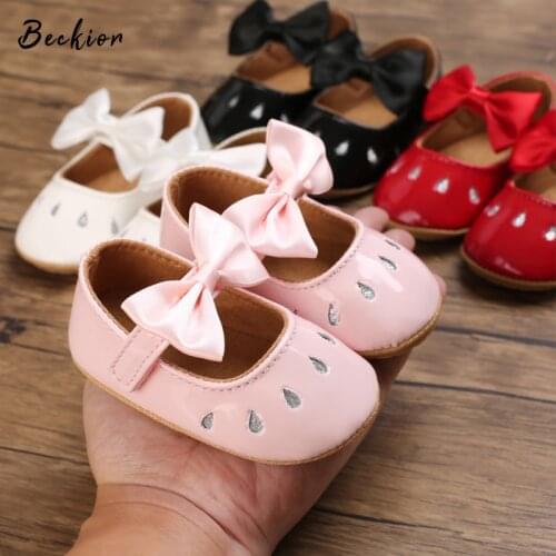 Spring Autumn Baby Shoes PU Leather Newborn Boys Girls Shoes First Walkers Princess Bowknot Pink Shoes Baby Prewalker Crib