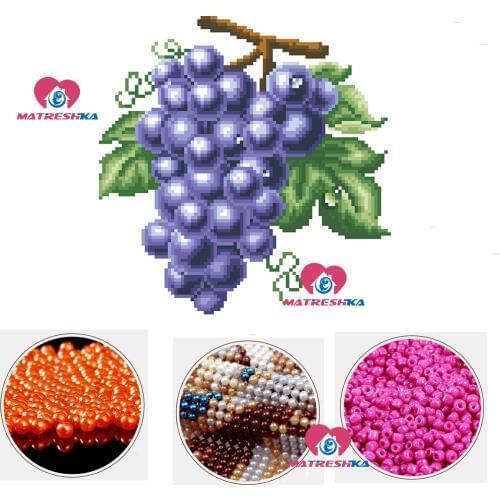 Diy cross stitch beads embroidery grape fruit beadwork home decor crafts needlework 5d beaded cross stitch Partial embroidery