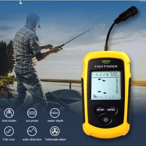 LUCKY color display portable fish finder echo sounder alarm sensor fish finder 0.7-100m fishing bait sonar echo sounder