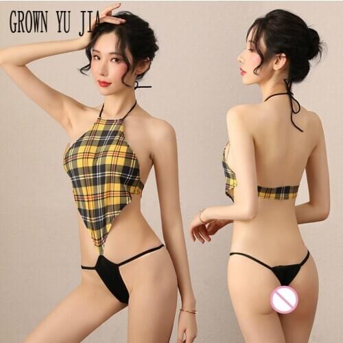 Erotic Catsuit Lingerie Mini Lattice Backless Swimsuit Micro Bikini Extreme Sexy Babydoll Porno Teddy Bodysuits Sex Play Costume