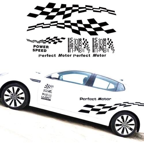 Racing Lattice Graphics Vinyl Decals Car Styling Waist Line Stripes Auto Door Body Decor Customized Sticker