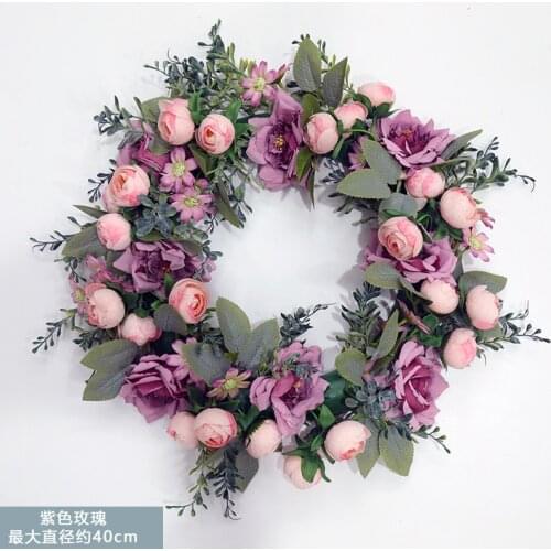 Simulation Peony Wreath Artificial Silk Flowers Wedding garland Decoration Home Living Room Wall Hanging Door decor
