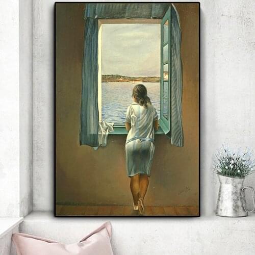 Salvador Dali Famous Canvas Painting Figure At A Window Posters and Prints Cuadros Wall Art Pictures for Living Room Home Decor