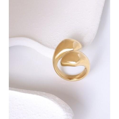 INS Exaggerated Personality Exaggeration Casting Different Design For Women Girl Titanium Steel 18K Gold Plated Finger Ring