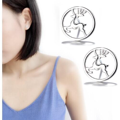 Korean Fashion Earrings 2021 Hollow Stud Earrings Round Sika Deer Earrings for Women Jewelry Wholesale Kolczyki Kpop