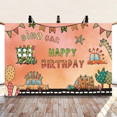 Beautiful Baby Painting Car Giraffe Cartoon Background Childrens Birthday Party Decoration Studio 3D Digital Backdrop Cloth