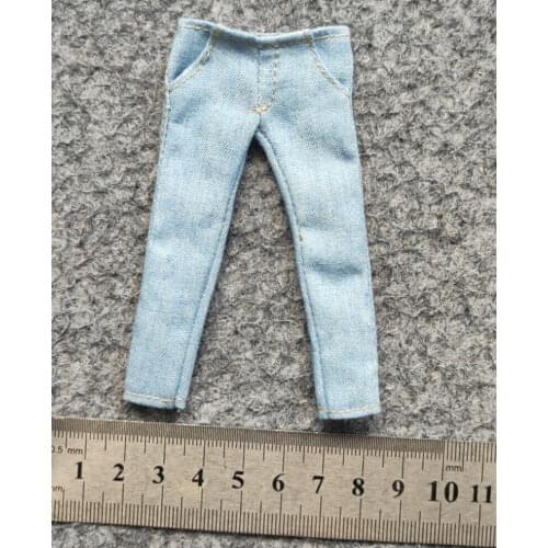 1/12 Scale Soldier Clothes Light Blue Jeans Model for 6" Action Figure Doll