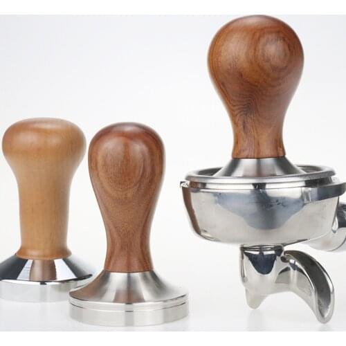 Food Grade Coffee Powder Hammer 51mm Wooden Handle Bean Tampers Flat Ripple Tamper Mat Wholesale