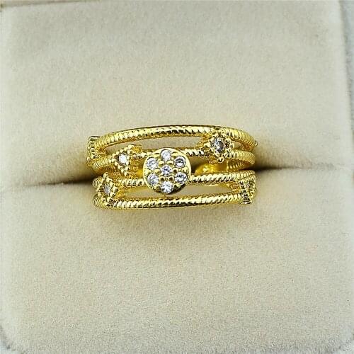 Opening Adjustable Ring Fashion Ring Copper Gold Plated Zircon Nail Ring Generous Style Ring for Womens Party Jewelry