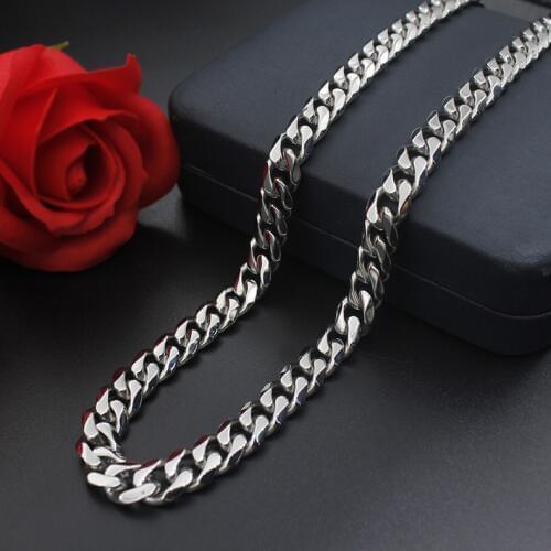 5mm/7mm/9mm Silver color Stainless Steel Cuban Chain Necklace punk Men Link Curb Chain Gift Jewelry 50-60cm