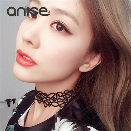 Anise Lace Flower Necklace Collars Ladies Simple Black Choker Necklace Vintage Short Necklace For Women Jewelry bijoux femme