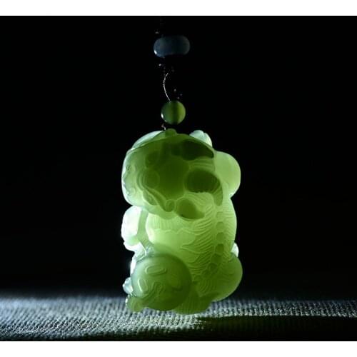 Authentic green jade pendant hollow handcarved brave troops jade pendants brand jade jewelry jadeite jade necklace