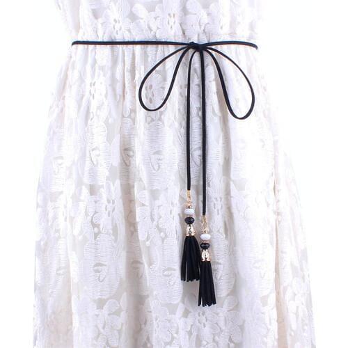 Fashion ladies belt thin tassel rope waist belt for dresses waistband knot decorated string strap
