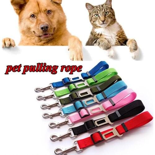 Pet Dog Cat Car Seat Belt Solid Color Nylon Adjustable Lead Leash Puppy Seat Belt For Large Dog Cushioning Elastic Safety Rope